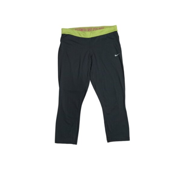 Nike Dri-Fit Gray Drawstring Capri Length Run Fast Running Leggings Women's XL - Picture 1 of 12